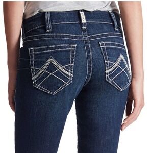 Ariat Real‎ Denim Bootcut Jeans Dark Wash Embroidered Pockets Size 33 Short NWOT